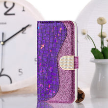 Load image into Gallery viewer, Laser Glitter Powder Matching Crocodile Texture Horizontal Flip Leather Case with Card Slots &amp; Holder &amp; Wallet, For Samsung Galaxy A03s EU Version