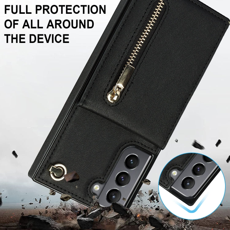 Cross-body Zipper Square TPU+PU Back Cover Case with Holder & Card Slots & Wallet & Strap, For Samsung Galaxy S21 5G, For Samsung Galaxy S21+ 5G, For Samsung Galaxy S21 Ultra 5G, For Samsung Galaxy S20, For Samsung Galaxy S20+                          ...