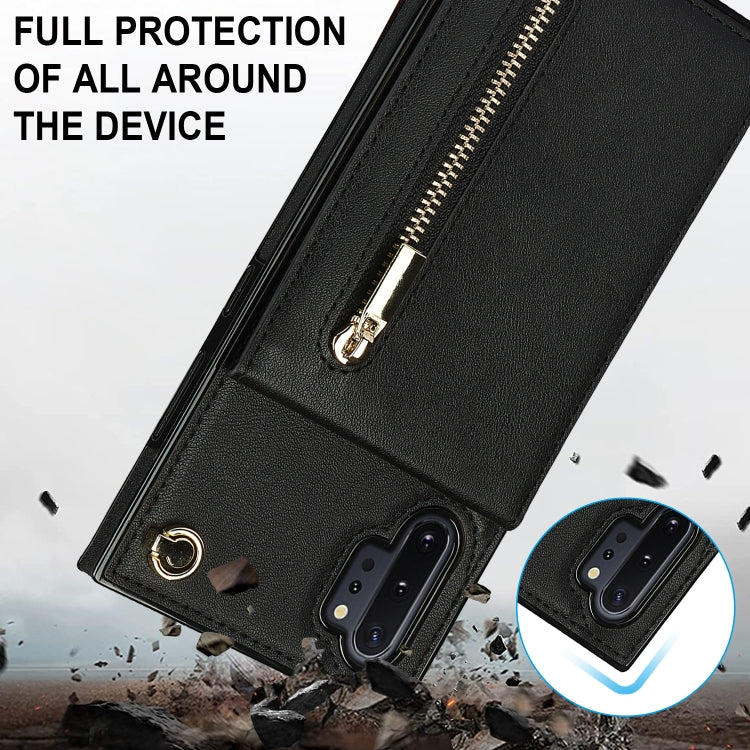 Cross-body Zipper Square TPU+PU Back Cover Case with Holder & Card Slots & Wallet & Strap, For Samsung Galaxy Note10+, For Samsung Galaxy S10, For Samsung Galaxy S10 Plus, For Samsung Galaxy S10e, For Samsung Galaxy S9, For Samsung Galaxy S9 Plus      ...