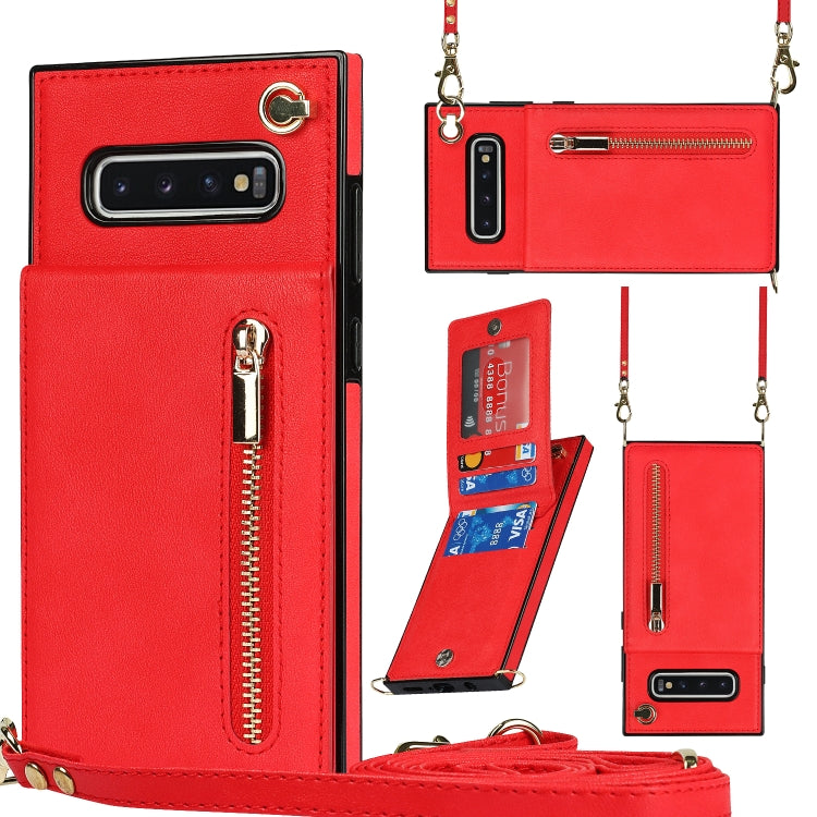 Cross-body Zipper Square TPU+PU Back Cover Case with Holder & Card Slots & Wallet & Strap, For Samsung Galaxy Note10+, For Samsung Galaxy S10, For Samsung Galaxy S10 Plus, For Samsung Galaxy S10e, For Samsung Galaxy S9, For Samsung Galaxy S9 Plus      ...