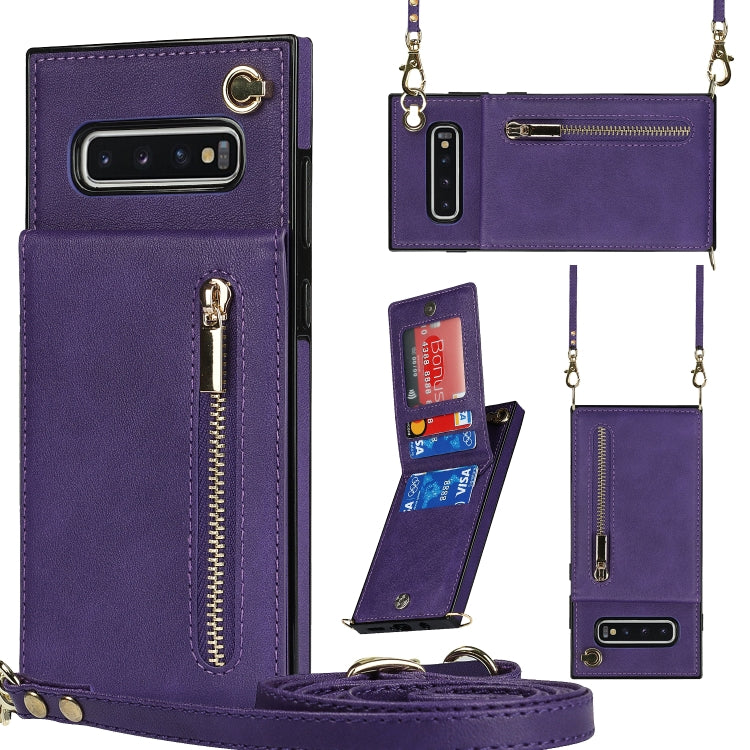 Cross-body Zipper Square TPU+PU Back Cover Case with Holder & Card Slots & Wallet & Strap, For Samsung Galaxy Note10+, For Samsung Galaxy S10, For Samsung Galaxy S10 Plus, For Samsung Galaxy S10e, For Samsung Galaxy S9, For Samsung Galaxy S9 Plus      ...