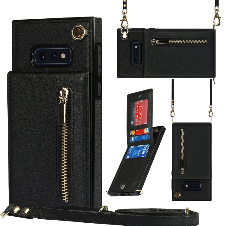 Cross-body Zipper Square TPU+PU Back Cover Case with Holder & Card Slots & Wallet & Strap, For Samsung Galaxy Note10+, For Samsung Galaxy S10, For Samsung Galaxy S10 Plus, For Samsung Galaxy S10e, For Samsung Galaxy S9, For Samsung Galaxy S9 Plus      ...