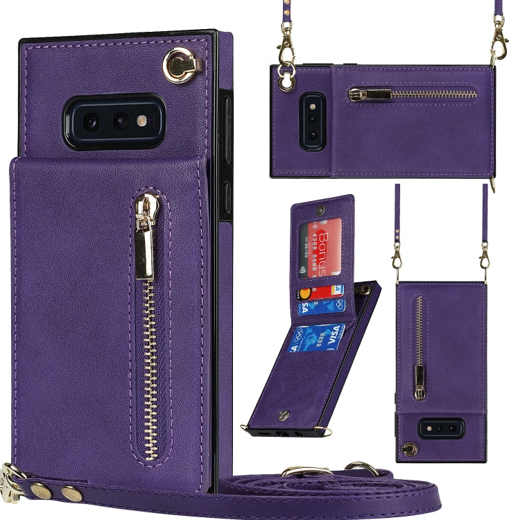 Cross-body Zipper Square TPU+PU Back Cover Case with Holder & Card Slots & Wallet & Strap, For Samsung Galaxy Note10+, For Samsung Galaxy S10, For Samsung Galaxy S10 Plus, For Samsung Galaxy S10e, For Samsung Galaxy S9, For Samsung Galaxy S9 Plus      ...