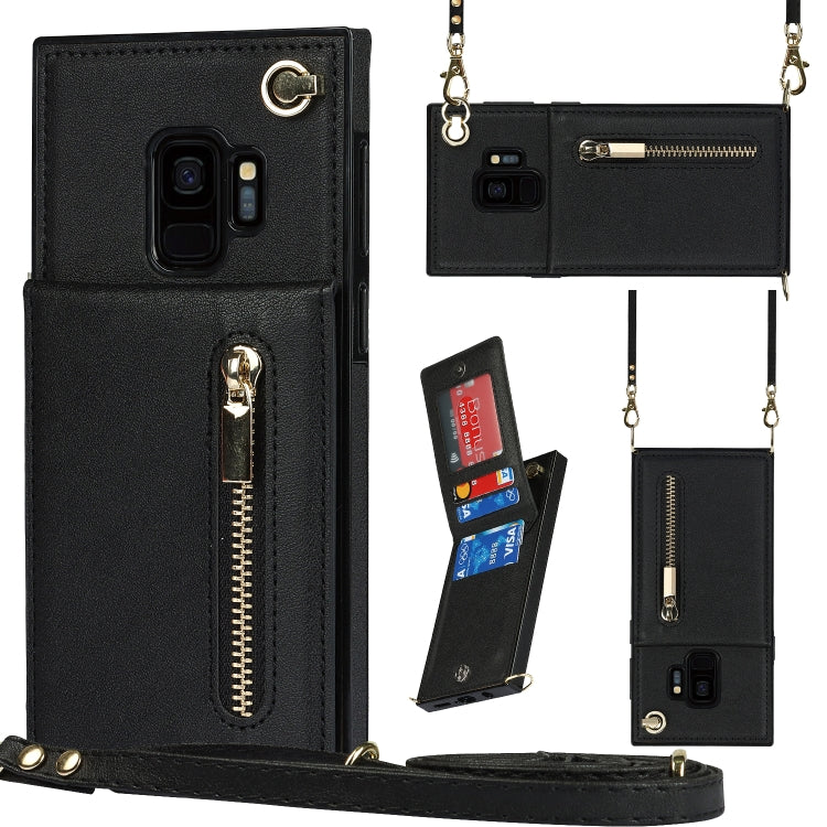 Cross-body Zipper Square TPU+PU Back Cover Case with Holder & Card Slots & Wallet & Strap, For Samsung Galaxy Note10+, For Samsung Galaxy S10, For Samsung Galaxy S10 Plus, For Samsung Galaxy S10e, For Samsung Galaxy S9, For Samsung Galaxy S9 Plus      ...