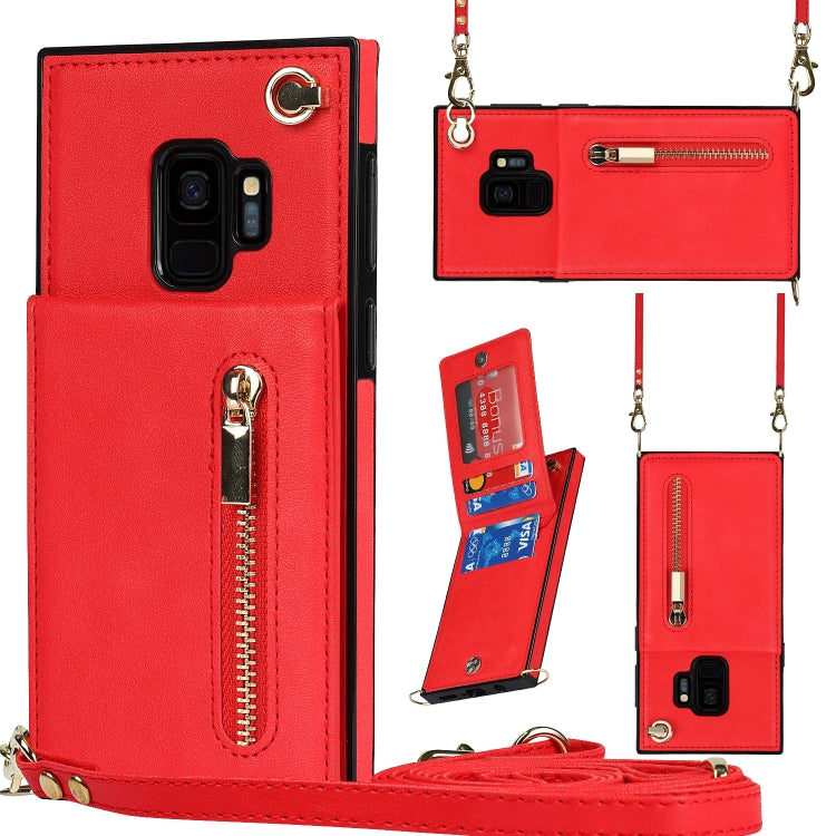 Cross-body Zipper Square TPU+PU Back Cover Case with Holder & Card Slots & Wallet & Strap, For Samsung Galaxy Note10+, For Samsung Galaxy S10, For Samsung Galaxy S10 Plus, For Samsung Galaxy S10e, For Samsung Galaxy S9, For Samsung Galaxy S9 Plus      ...