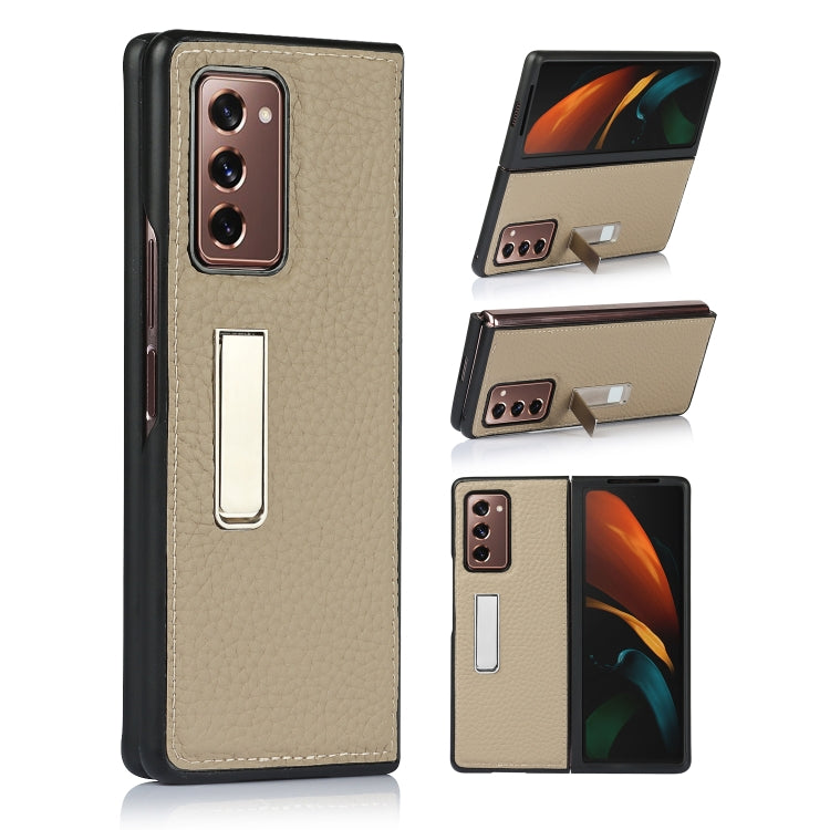 Lychee Texture Leather Protective Case with Holder, For Samsung Galaxy Z Fold2 5G