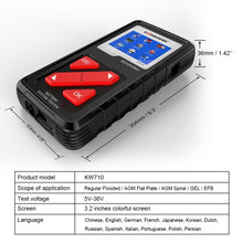 Load image into Gallery viewer, KONNWEI KW710 Car 3.2 inch 6V-24V Lead-acid Battery Tester Support 13 Languages, KW710