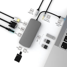 Load image into Gallery viewer, BL10V 10 in 1 USB-C / Type-C to RJ45 + VGA + HDMI + 3.5mm AUX + SD / TF Card Slot + PD USB-C / Type-C + USB 3.0 + 2 USB 2.0 Ports Docking Station HUB, BL10V