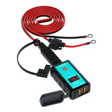 Load image into Gallery viewer, WUPP ZH-1422A3 DC12-24V Motorcycle Square Dual USB Fast Charging Charger with Switch + Voltmeter + Integrated SAE Socket + 1.4m OT Terminal Cable, ZH-1422A3