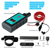 Load image into Gallery viewer, WUPP ZH-1422A3 DC12-24V Motorcycle Square Dual USB Fast Charging Charger with Switch + Voltmeter + Integrated SAE Socket + 1.4m OT Terminal Cable, ZH-1422A3