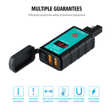 Load image into Gallery viewer, WUPP ZH-1422A3 DC12-24V Motorcycle Square Dual USB Fast Charging Charger with Switch + Voltmeter + Integrated SAE Socket + 1.4m OT Terminal Cable, ZH-1422A3