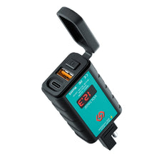 Load image into Gallery viewer, WUPP ZH-1422B1 DC12-24V Motorcycle Square Single USB + PD Fast Charging Charger with Switch + Voltmeter + Integrated SAE Socket, ZH-1422B1