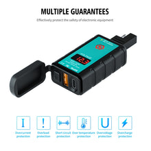 Load image into Gallery viewer, WUPP ZH-1422B1 DC12-24V Motorcycle Square Single USB + PD Fast Charging Charger with Switch + Voltmeter + Integrated SAE Socket, ZH-1422B1