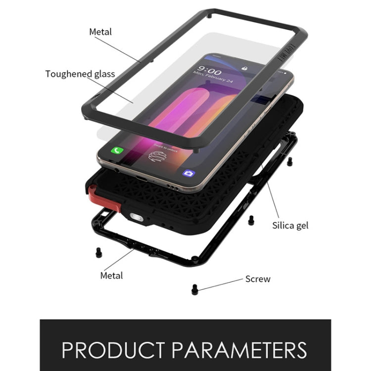 LOVE MEI Metal Shockproof Waterproof Dustproof Protective Case with Glass, For Samsung Galaxy A41, For LG V60 ThinQ 5G