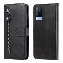 Load image into Gallery viewer, Fashion Calf Texture Zipper Horizontal Flip Leather Case with Stand &amp; Card Slots &amp; Wallet Function, For OnePlus Nord N200 5G, For OnePlus Nord CE 5G, For OPPO Realme 8 5G / Realme V13 5G, For OPPO Realme GT 5G, For vivo V21 5G / 4G                     ...