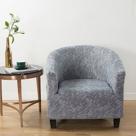 Elastic All-inclusive Single Semicircle Printed Sofa Cover, Urban Life, Grey, At A Loss