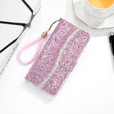 Glitter Powder Horizontal Flip Leather Case with Card Slots & Holder & Lanyard, For iPhone 13 mini, For iPhone 13, For iPhone 13 Pro, For iPhone 13 Pro Max, For Samsung Galaxy A03s(EU Version)