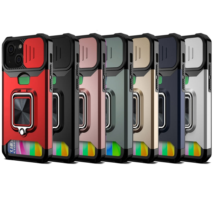 Sliding Camera Cover Design PC + TPU Shockproof Case with Ring Holder & Card Slot, For iPhone 13 mini, For iPhone 13, For iPhone 13 Pro, For iPhone XS / X, For iPhone XR, For iPhone 11 Pro
