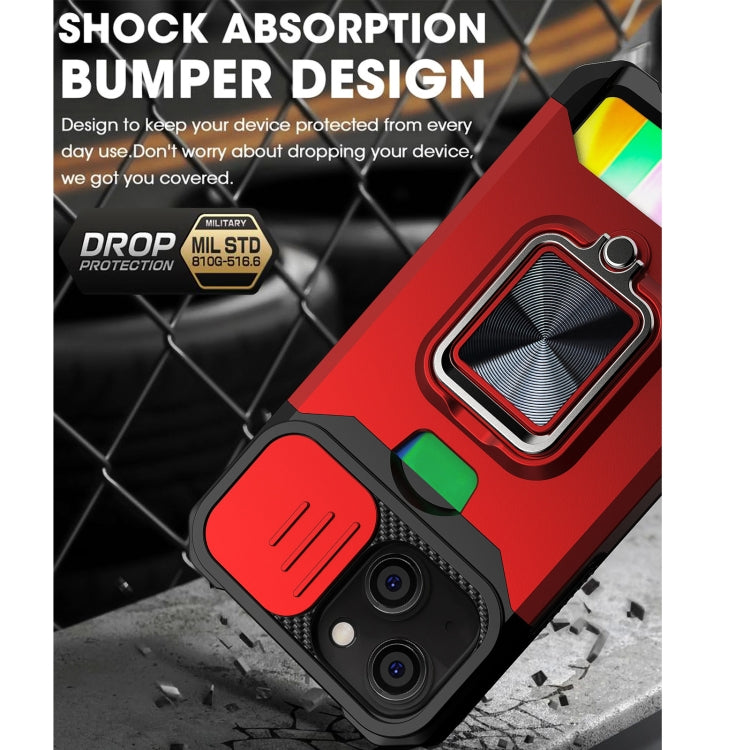 Sliding Camera Cover Design PC + TPU Shockproof Case with Ring Holder & Card Slot, For iPhone 13 mini, For iPhone 13, For iPhone 13 Pro, For iPhone XS / X, For iPhone XR, For iPhone 11 Pro, For iPhone 11 Pro Max, For iPhone 12 / 12 Pro