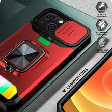 Load image into Gallery viewer, Sliding Camera Cover Design PC + TPU Shockproof Case with Ring Holder &amp; Card Slot, For iPhone 13 mini, For iPhone 13, For iPhone 13 Pro, For iPhone XS / X, For iPhone XR, For iPhone 11 Pro, For iPhone 11 Pro Max, For iPhone 12 / 12 Pro