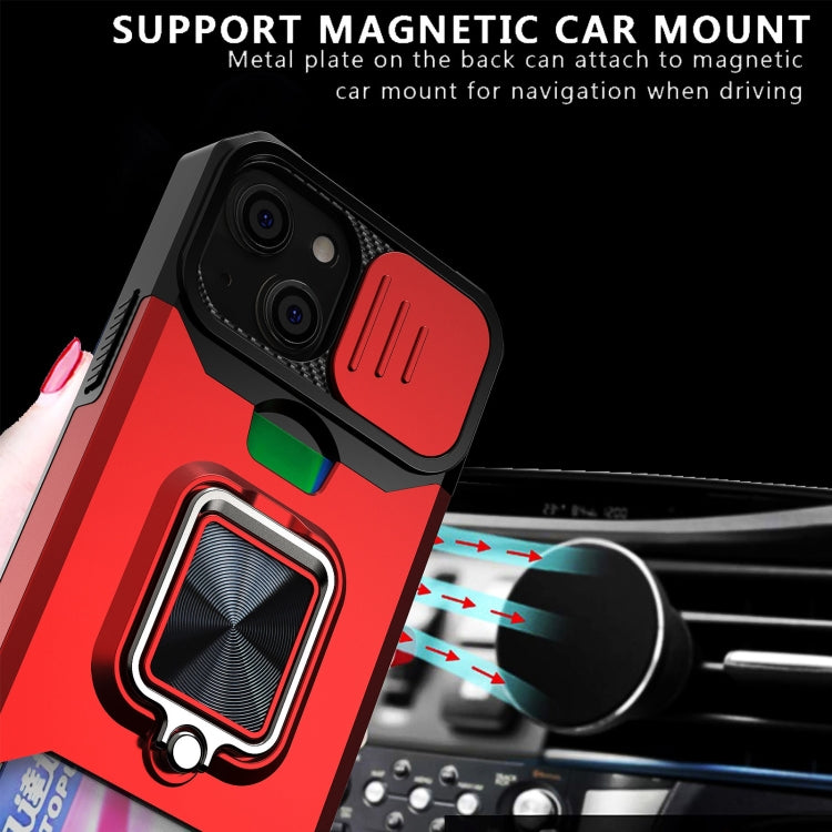 Sliding Camera Cover Design PC + TPU Shockproof Case with Ring Holder & Card Slot, For iPhone 13 mini, For iPhone 13, For iPhone 13 Pro, For iPhone XS / X, For iPhone XR, For iPhone 11 Pro
