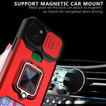Load image into Gallery viewer, Sliding Camera Cover Design PC + TPU Shockproof Case with Ring Holder &amp; Card Slot, For iPhone 13 mini, For iPhone 13, For iPhone 13 Pro, For iPhone XS / X, For iPhone XR, For iPhone 11 Pro, For iPhone 11 Pro Max, For iPhone 12 / 12 Pro