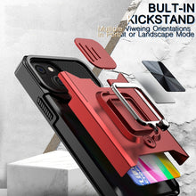 Load image into Gallery viewer, Sliding Camera Cover Design PC + TPU Shockproof Case with Ring Holder &amp; Card Slot, For iPhone 13 mini, For iPhone 13, For iPhone 13 Pro, For iPhone XS / X, For iPhone XR, For iPhone 11 Pro, For iPhone 11 Pro Max, For iPhone 12 / 12 Pro