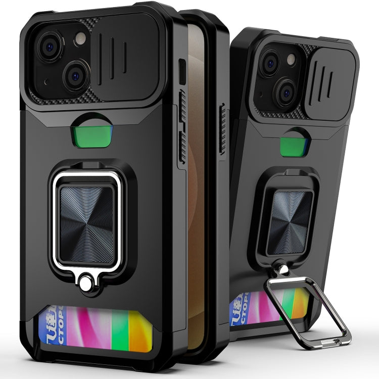 Sliding Camera Cover Design PC + TPU Shockproof Case with Ring Holder & Card Slot, For iPhone 13 mini, For iPhone 13, For iPhone 13 Pro, For iPhone XS / X, For iPhone XR, For iPhone 11 Pro