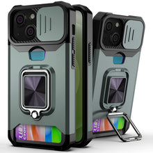 Load image into Gallery viewer, Sliding Camera Cover Design PC + TPU Shockproof Case with Ring Holder &amp; Card Slot, For iPhone 13 mini, For iPhone 13, For iPhone 13 Pro, For iPhone XS / X, For iPhone XR, For iPhone 11 Pro, For iPhone 11 Pro Max, For iPhone 12 / 12 Pro