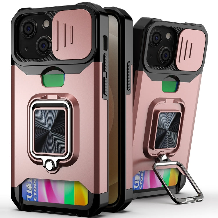 Sliding Camera Cover Design PC + TPU Shockproof Case with Ring Holder & Card Slot, For iPhone 13 mini, For iPhone 13, For iPhone 13 Pro, For iPhone XS / X, For iPhone XR, For iPhone 11 Pro