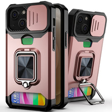 Load image into Gallery viewer, Sliding Camera Cover Design PC + TPU Shockproof Case with Ring Holder &amp; Card Slot, For iPhone 13 mini, For iPhone 13, For iPhone 13 Pro, For iPhone XS / X, For iPhone XR, For iPhone 11 Pro