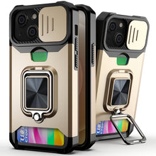 Load image into Gallery viewer, Sliding Camera Cover Design PC + TPU Shockproof Case with Ring Holder &amp; Card Slot, For iPhone 13 mini, For iPhone 13, For iPhone 13 Pro, For iPhone XS / X, For iPhone XR, For iPhone 11 Pro, For iPhone 11 Pro Max, For iPhone 12 / 12 Pro