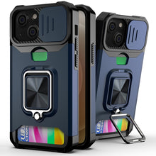 Load image into Gallery viewer, Sliding Camera Cover Design PC + TPU Shockproof Case with Ring Holder &amp; Card Slot, For iPhone 13 mini, For iPhone 13, For iPhone 13 Pro, For iPhone XS / X, For iPhone XR, For iPhone 11 Pro, For iPhone 11 Pro Max, For iPhone 12 / 12 Pro