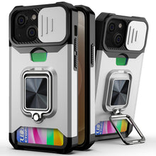 Load image into Gallery viewer, Sliding Camera Cover Design PC + TPU Shockproof Case with Ring Holder &amp; Card Slot, For iPhone 13 mini, For iPhone 13, For iPhone 13 Pro, For iPhone XS / X, For iPhone XR, For iPhone 11 Pro, For iPhone 11 Pro Max, For iPhone 12 / 12 Pro