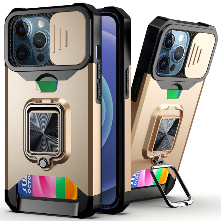 Sliding Camera Cover Design PC + TPU Shockproof Case with Ring Holder & Card Slot, For iPhone 13 mini, For iPhone 13, For iPhone 13 Pro, For iPhone XS / X, For iPhone XR, For iPhone 11 Pro