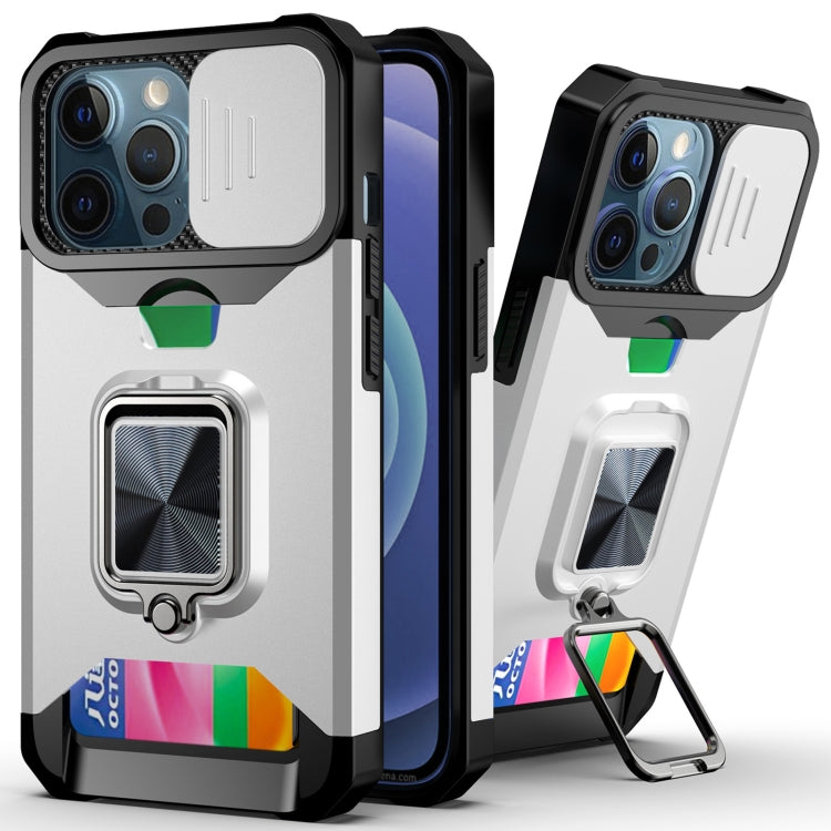 Sliding Camera Cover Design PC + TPU Shockproof Case with Ring Holder & Card Slot, For iPhone 13 mini, For iPhone 13, For iPhone 13 Pro, For iPhone XS / X, For iPhone XR, For iPhone 11 Pro