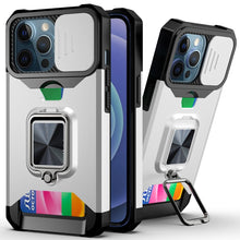 Load image into Gallery viewer, Sliding Camera Cover Design PC + TPU Shockproof Case with Ring Holder &amp; Card Slot, For iPhone 13 mini, For iPhone 13, For iPhone 13 Pro, For iPhone XS / X, For iPhone XR, For iPhone 11 Pro, For iPhone 11 Pro Max, For iPhone 12 / 12 Pro