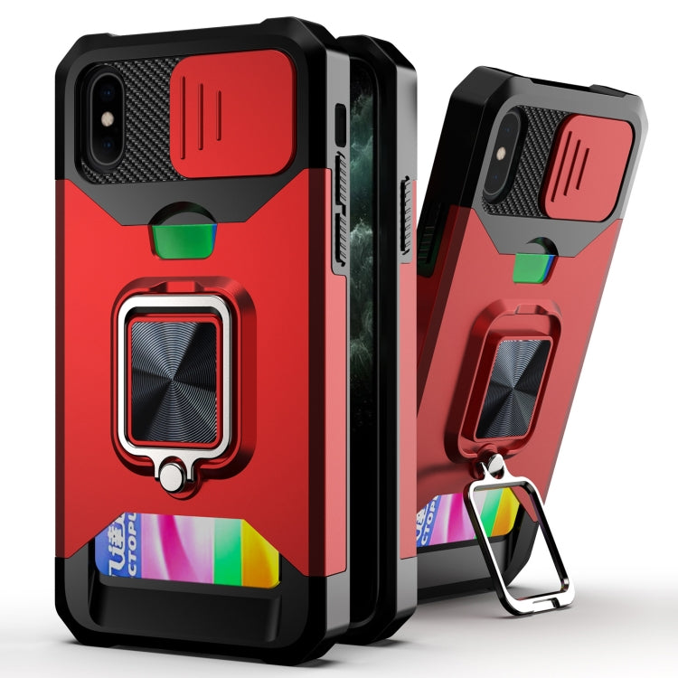 Sliding Camera Cover Design PC + TPU Shockproof Case with Ring Holder & Card Slot, For iPhone 13 mini, For iPhone 13, For iPhone 13 Pro, For iPhone XS / X, For iPhone XR, For iPhone 11 Pro