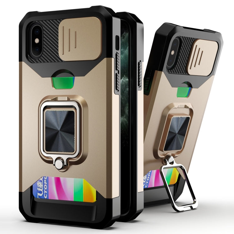 Sliding Camera Cover Design PC + TPU Shockproof Case with Ring Holder & Card Slot, For iPhone 13 mini, For iPhone 13, For iPhone 13 Pro, For iPhone XS / X, For iPhone XR, For iPhone 11 Pro