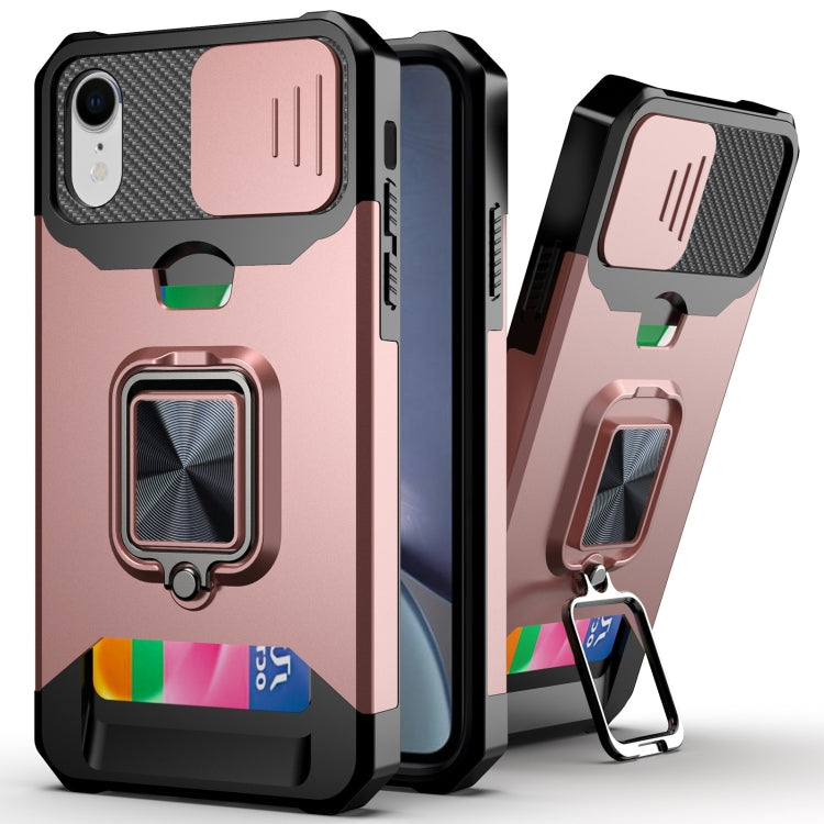 Sliding Camera Cover Design PC + TPU Shockproof Case with Ring Holder & Card Slot, For iPhone 13 mini, For iPhone 13, For iPhone 13 Pro, For iPhone XS / X, For iPhone XR, For iPhone 11 Pro