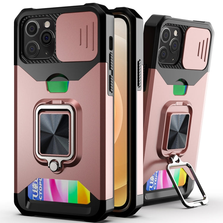 Sliding Camera Cover Design PC + TPU Shockproof Case with Ring Holder & Card Slot, For iPhone 13 mini, For iPhone 13, For iPhone 13 Pro, For iPhone XS / X, For iPhone XR, For iPhone 11 Pro