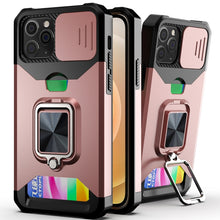 Load image into Gallery viewer, Sliding Camera Cover Design PC + TPU Shockproof Case with Ring Holder &amp; Card Slot, For iPhone 13 mini, For iPhone 13, For iPhone 13 Pro, For iPhone XS / X, For iPhone XR, For iPhone 11 Pro