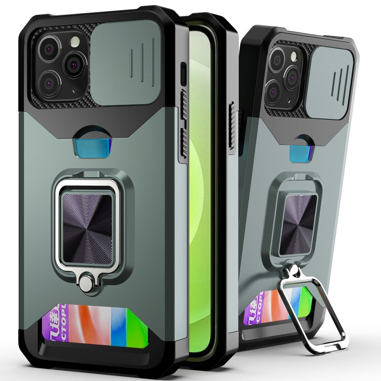Sliding Camera Cover Design PC + TPU Shockproof Case with Ring Holder & Card Slot, For iPhone 13 mini, For iPhone 13, For iPhone 13 Pro, For iPhone XS / X, For iPhone XR, For iPhone 11 Pro