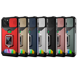 Sliding Camera Cover Design PC + TPU Shockproof Case with Ring Holder & Card Slot, For iPhone 11 Pro Max, For iPhone 12 / 12 Pro, For iPhone 12 Pro Max, For iPhone 13 Pro Max, For iPhone 11, For iPhone XS Max