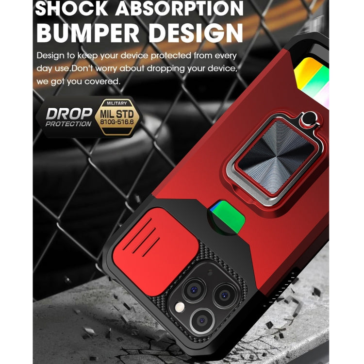 Sliding Camera Cover Design PC + TPU Shockproof Case with Ring Holder & Card Slot, For iPhone 11 Pro Max, For iPhone 12 / 12 Pro, For iPhone 12 Pro Max, For iPhone 13 Pro Max, For iPhone 11, For iPhone XS Max