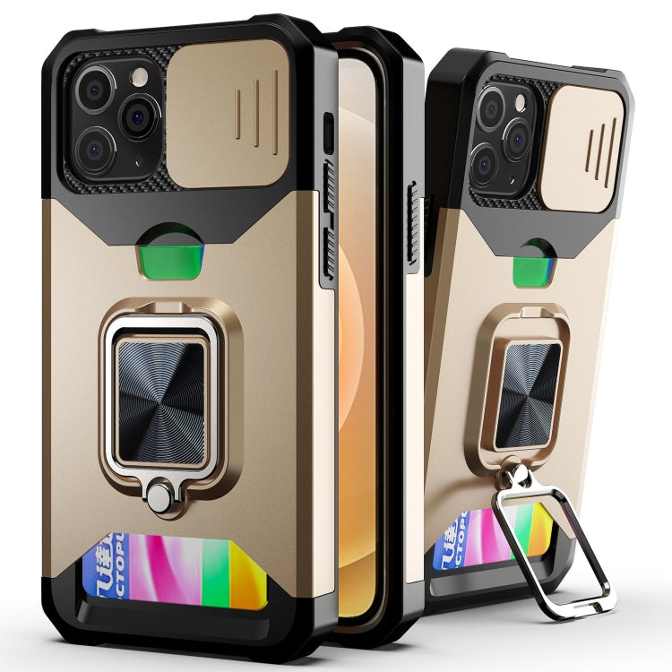 Sliding Camera Cover Design PC + TPU Shockproof Case with Ring Holder & Card Slot, For iPhone 11 Pro Max, For iPhone 12 / 12 Pro, For iPhone 12 Pro Max, For iPhone 13 Pro Max, For iPhone 11, For iPhone XS Max