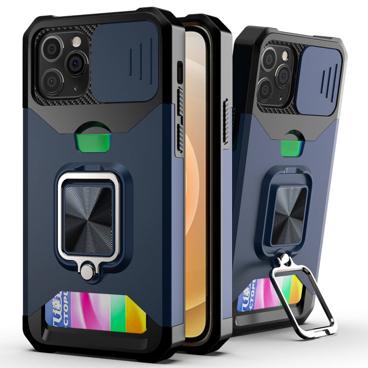 Sliding Camera Cover Design PC + TPU Shockproof Case with Ring Holder & Card Slot, For iPhone 11 Pro Max, For iPhone 12 / 12 Pro, For iPhone 12 Pro Max, For iPhone 13 Pro Max, For iPhone 11, For iPhone XS Max