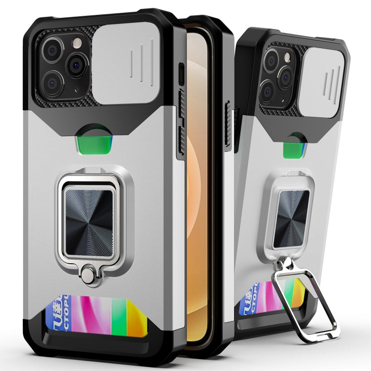 Sliding Camera Cover Design PC + TPU Shockproof Case with Ring Holder & Card Slot, For iPhone 11 Pro Max, For iPhone 12 / 12 Pro, For iPhone 12 Pro Max, For iPhone 13 Pro Max, For iPhone 11, For iPhone XS Max