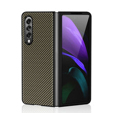 Load image into Gallery viewer, Solid Color Carbon Fiber Texture PU Shockproof Protective Case, For Samsung Galaxy Z Fold3 5G