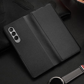 Carbon Fiber Texture Folding All Inclusive PU Shockproof Leather Case, For Samsung Galaxy Z Fold3 5G